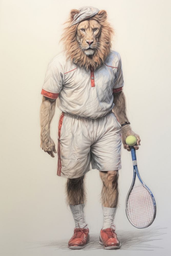 Lions character Tennis drawing tennis sketch.