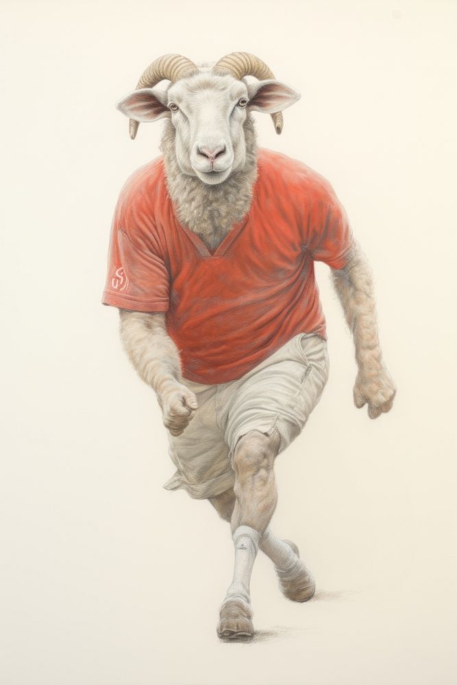 Sheep character sportswear Running drawing sketch illustrated.