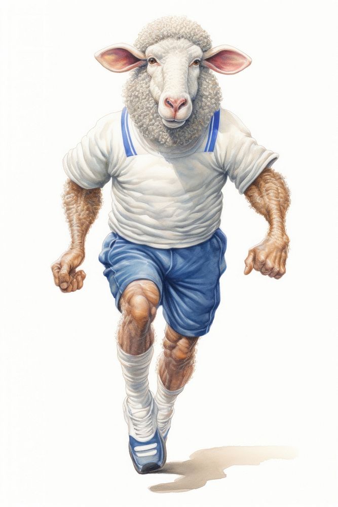 Sheep character sportswear Running drawing sketch illustrated.