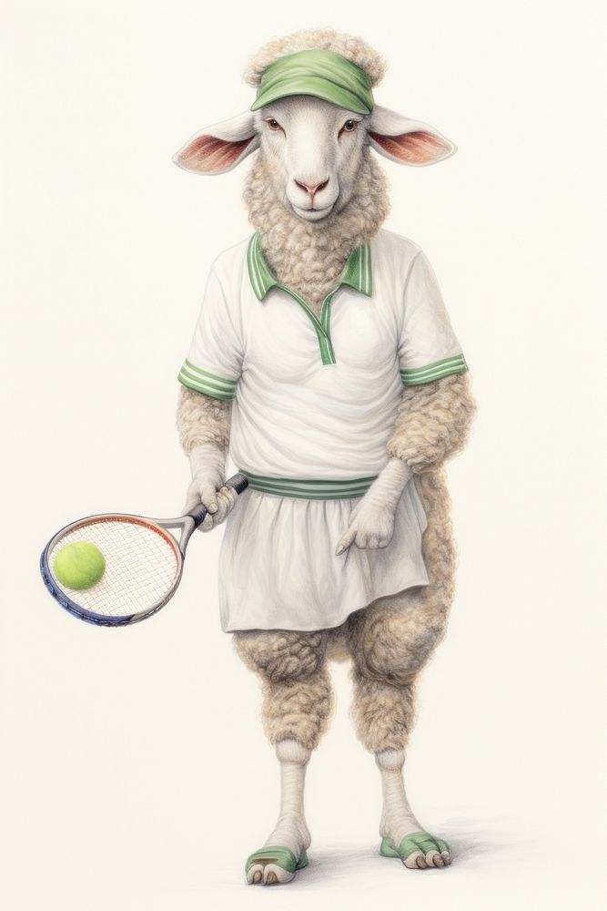 Sheep character Tennis tennis livestock clothing.