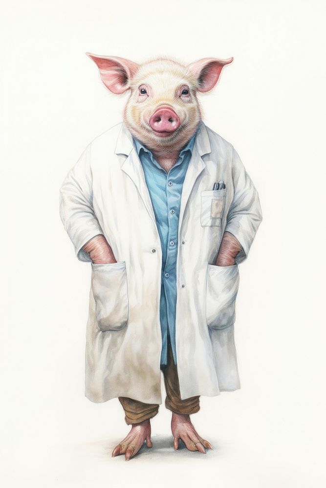 Pig character Doctor photography clothing portrait.