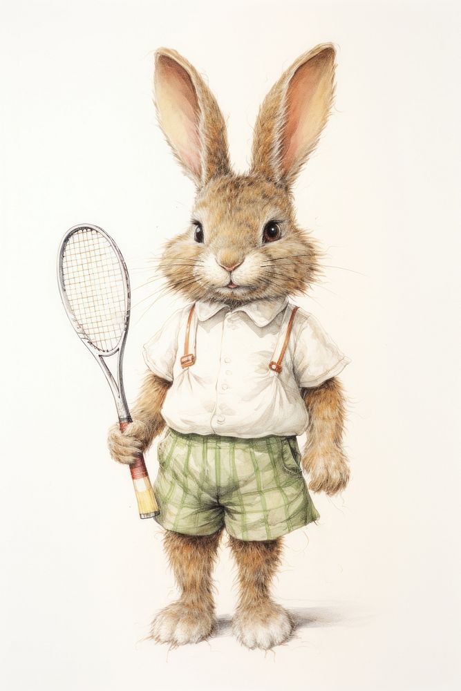 Rabbit character Tennis tennis kangaroo wallaby.