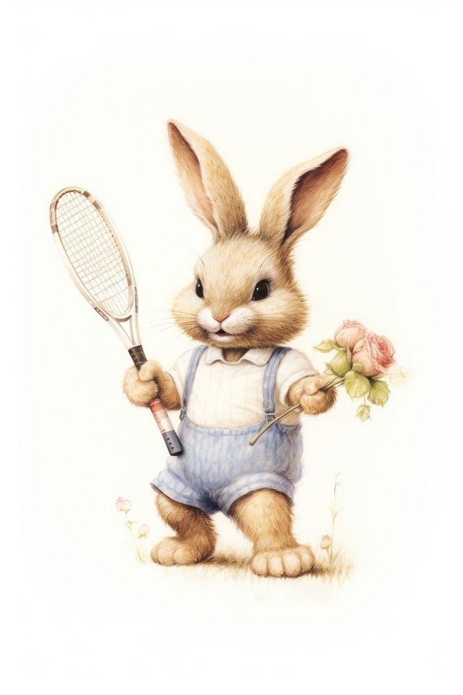 Rabbit character Tennis tennis kangaroo wallaby.