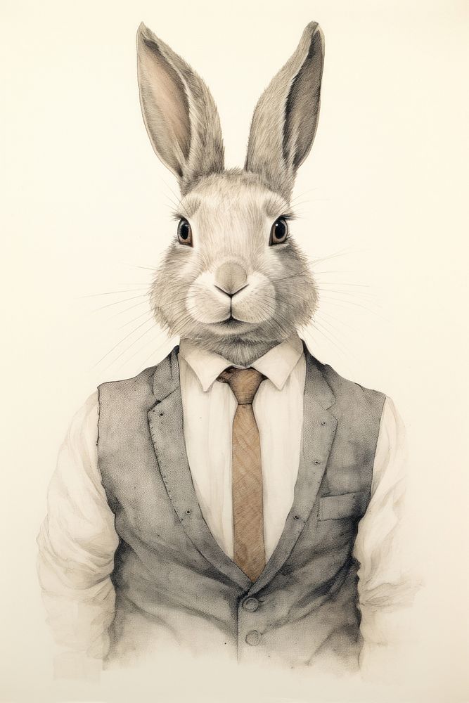 Rabbit character Business cloth drawing sketch illustrated.
