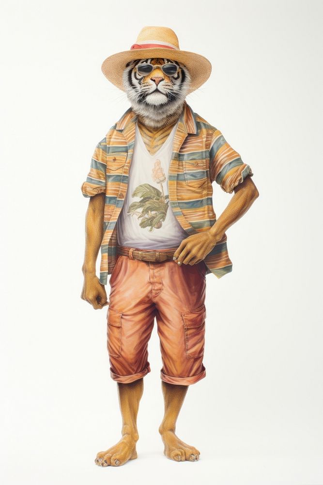 Tiger character Summer Travel clothing figurine apparel.