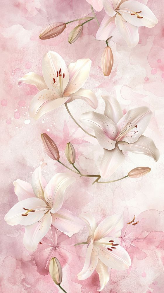 Cute white tiny lily flower backgrounds blossom.