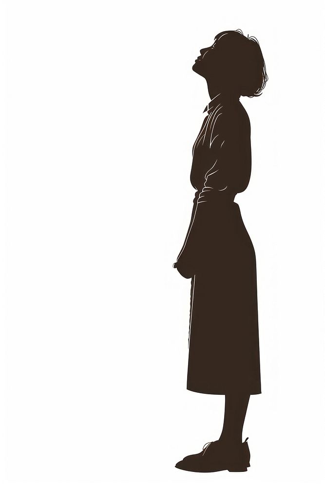Silhouette woman clothing overcoat.