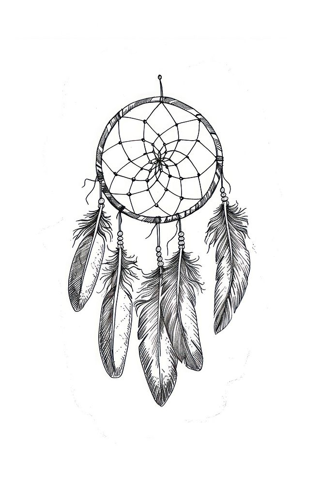 Indian Dream catcher illustrated chandelier drawing.