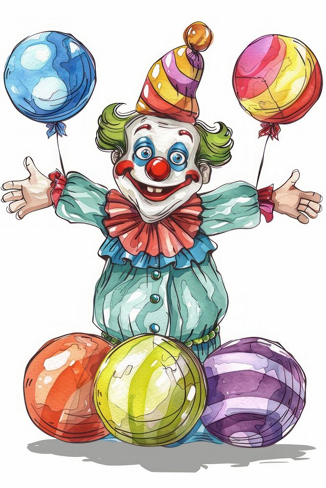 A juggling clown balloon fun representation.
