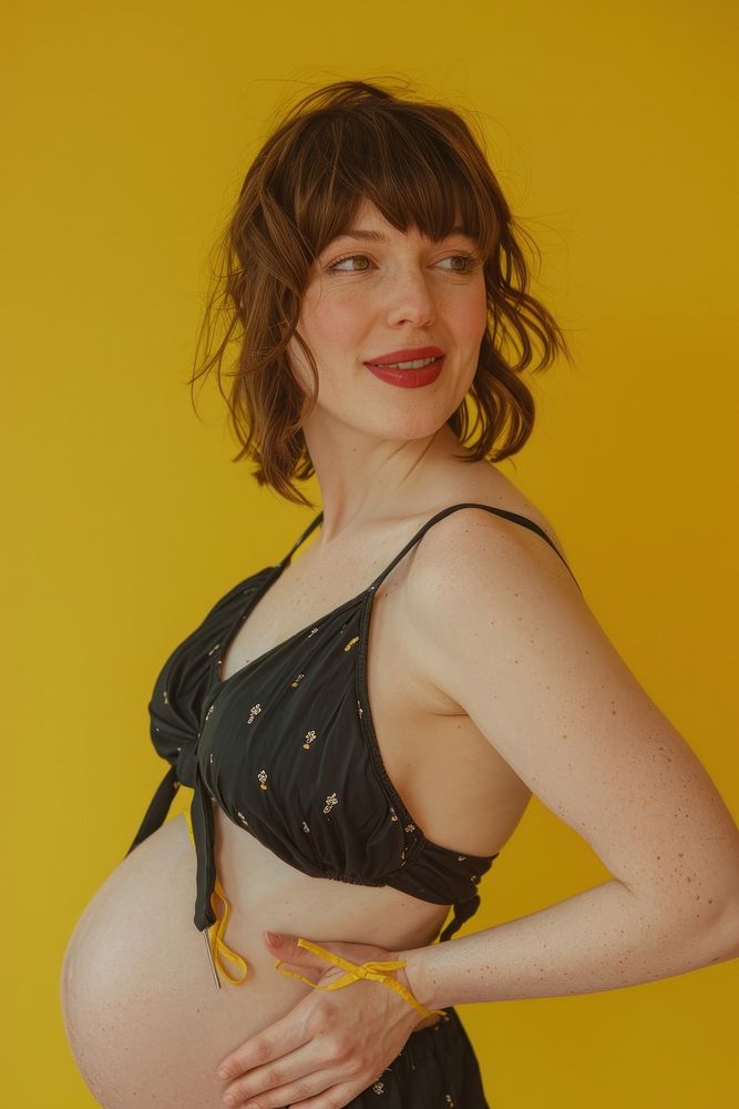 Pregnant underwear lingerie portrait.
