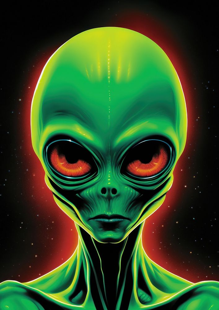 A green alien person human head.