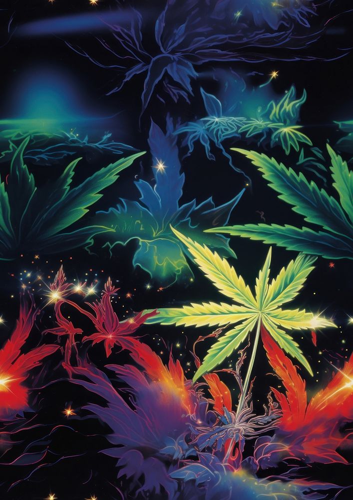 A hypnotizing weed leaf art outdoors graphics.