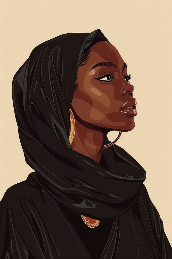 Muslim woman and african woman fashion portrait adult.