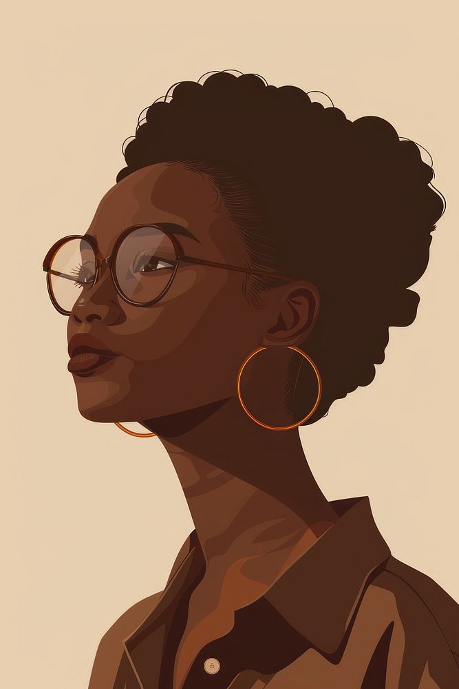 African woman portrait glasses jewelry.