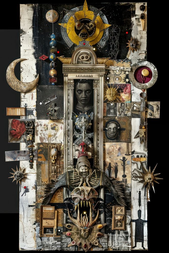 A voodoo ritual collage architecture building.