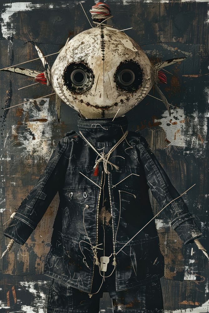 A voodoo doll scarecrow person human.
