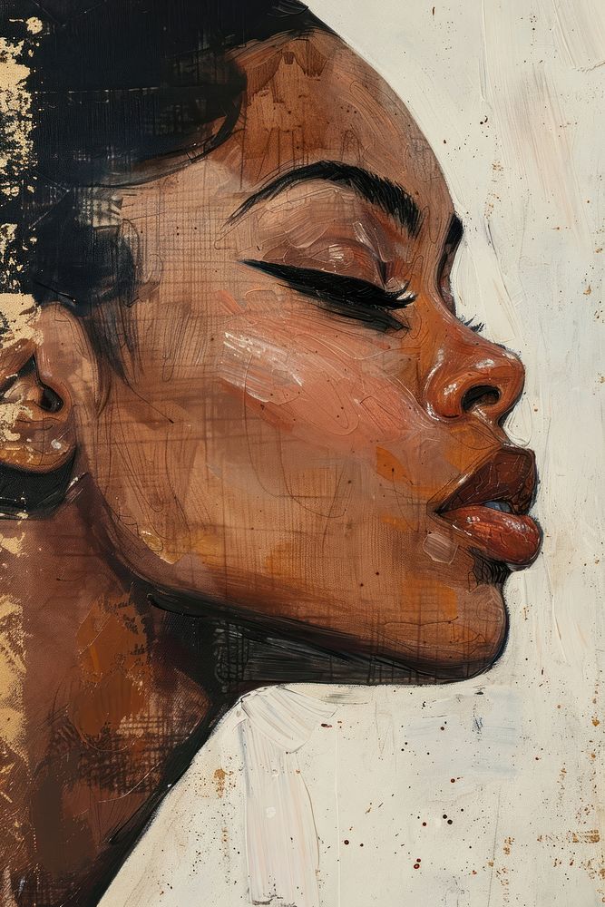 Black woman painting photography portrait.