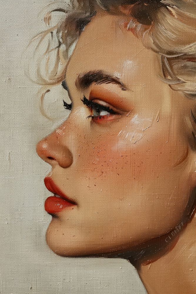 Blonde woman painting photography portrait.