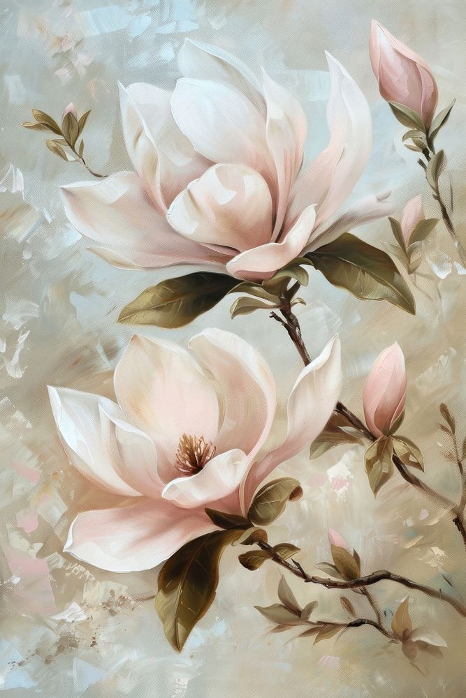 Close up of magnolia flower painting graphics blossom.