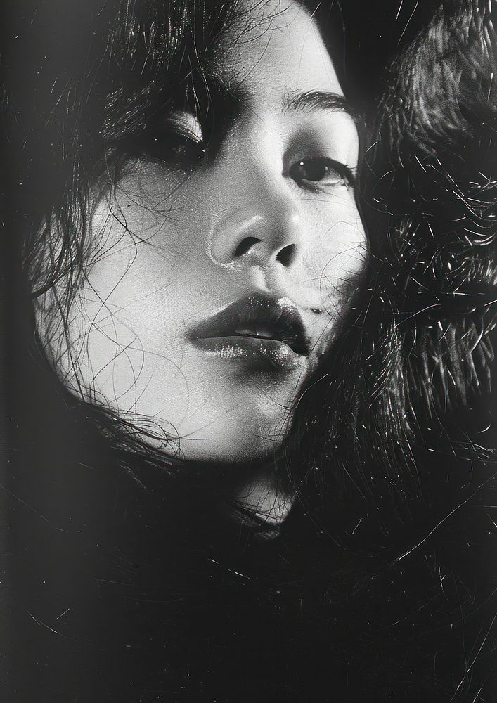 Analog black and white film photography of an asian woman portrait person female.