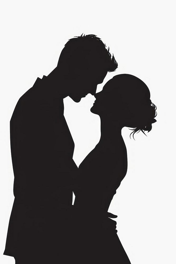 Couple silhouette clip art adult white background affectionate.
