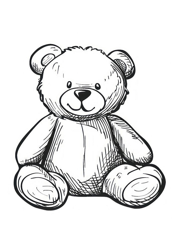 A teddy bear drawing illustrated sketch.