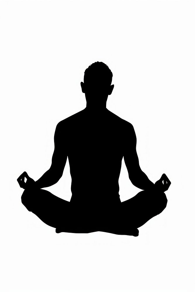 Man mannequin meditate silhouette clip art sports yoga white background.