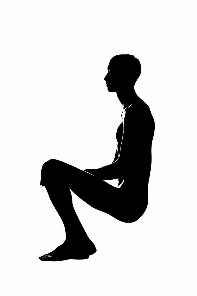 Man mannequin sitting silhouette clip art white background relaxation exercising.