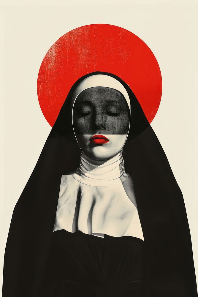 A nun photography portrait painting.