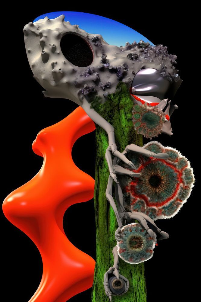 A sculpture biology abstract from made of different types of texture accessories accessory clothing.