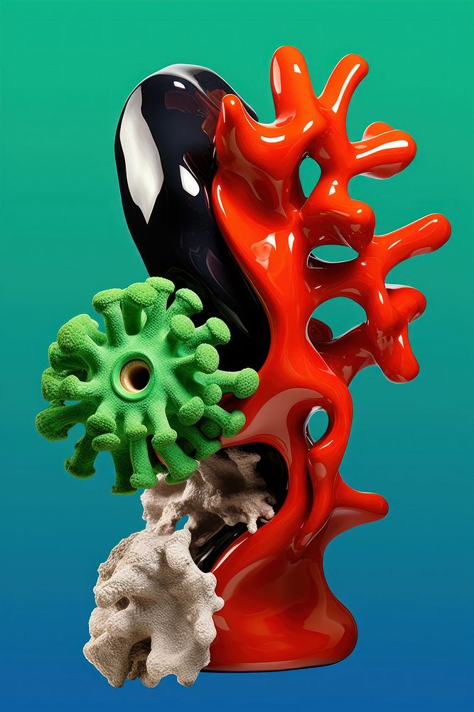 A sculpture biology abstract from made of different types of texture accessories accessory figurine.
