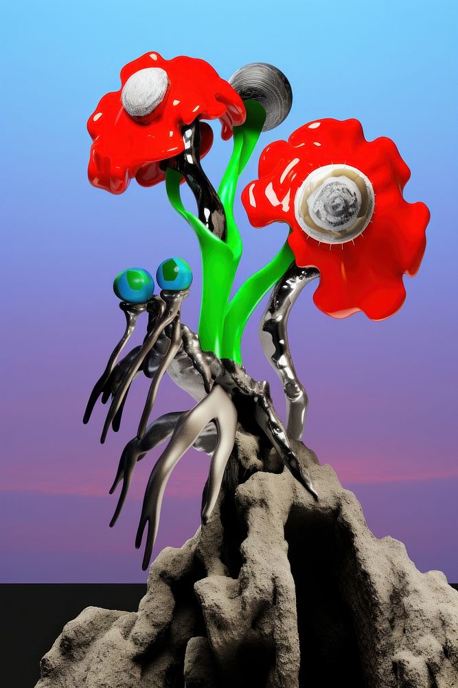 A sculpture biology abstract from made of different types of texture flower painting graphics.