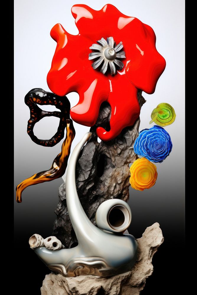 A sculpture biology abstract from made of different types of texture flower electronics accessories.