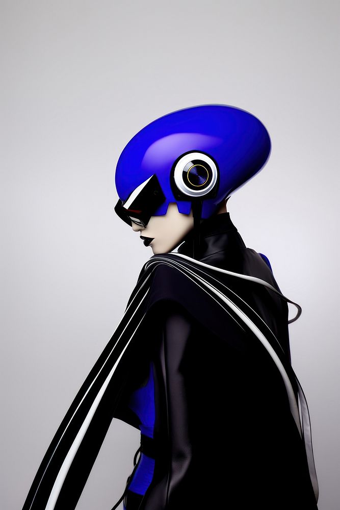 Fashion photography representing of futuristic cybernatic electronics female person.