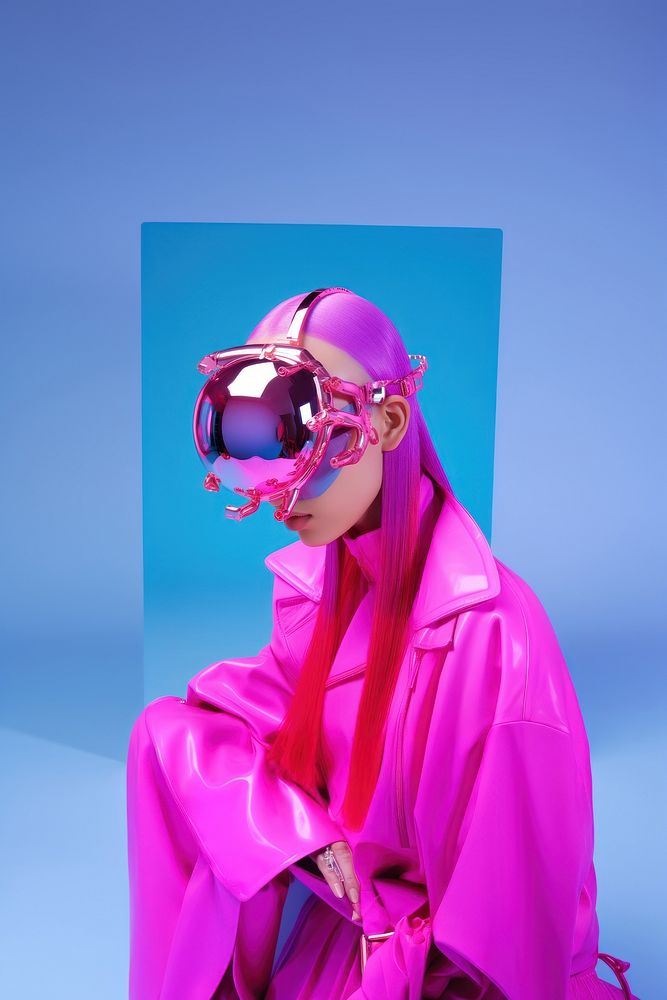 Fashion photography representing of futuristic cybernatic accessories sunglasses accessory.