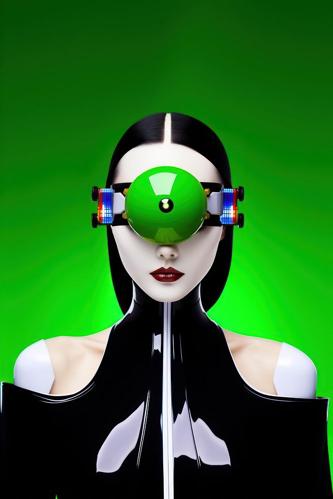 Fashion photography representing of futuristic cybernatic accessories accessory portrait.
