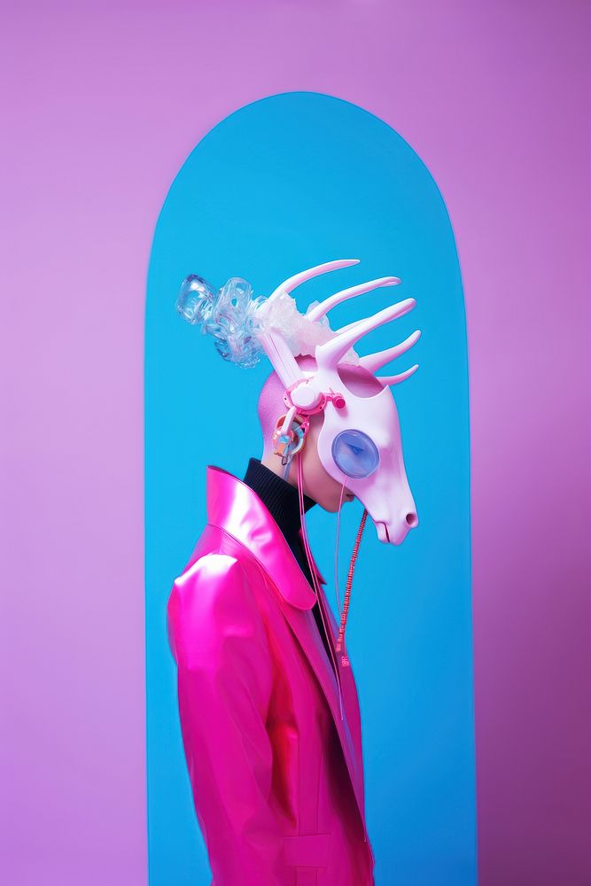 Fashion photography representing of futuristic cybernatic performer clothing portrait.