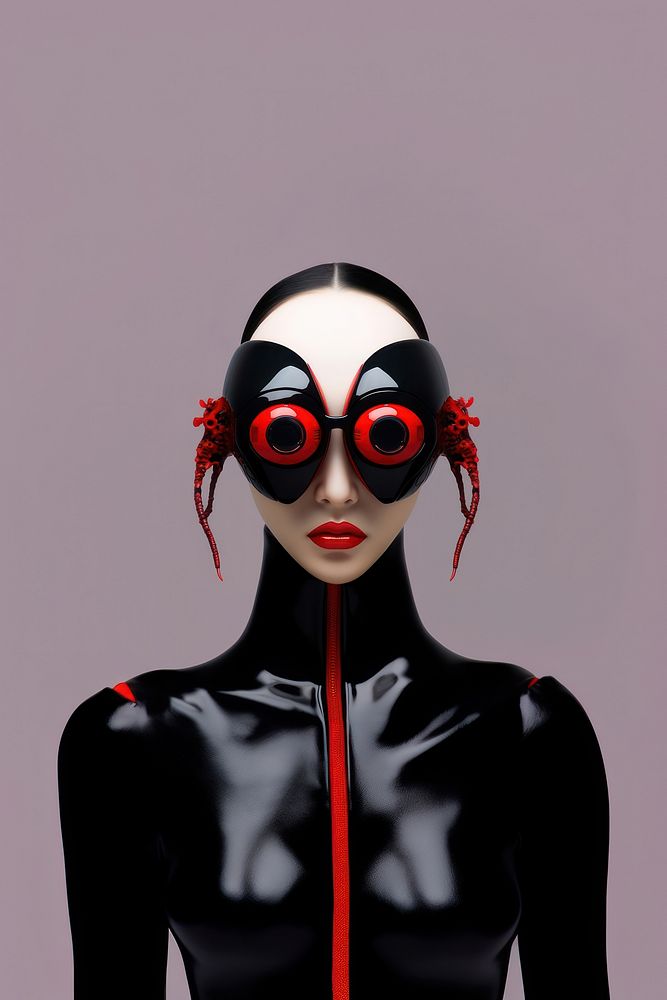 Fashion photography representing of futuristic cybernatic clothing apparel female.