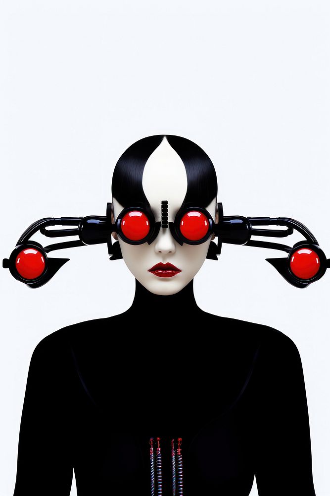 Fashion photography representing of futuristic cybernatic accessories accessory goggles.