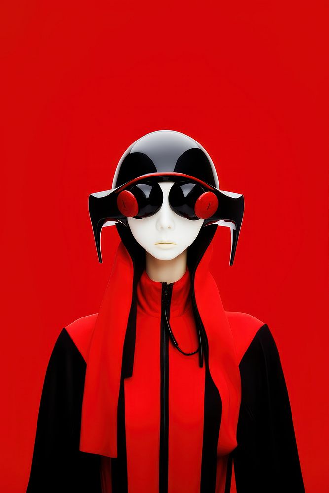 Fashion photography representing of futuristic cybernatic clothing portrait apparel.