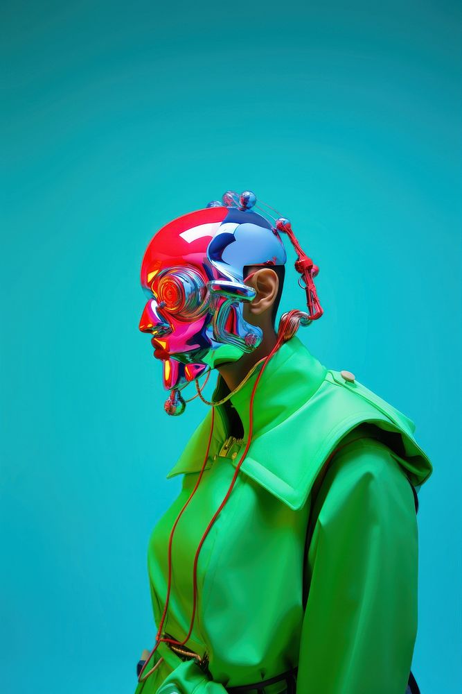Fashion photography representing of futuristic cybernatic face portrait female.