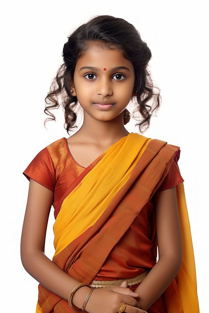 Girl wearing traditional Sri Lankan clothing apparel person blouse.