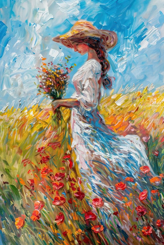 Woman portrait oil painting woman clothing outdoors.
