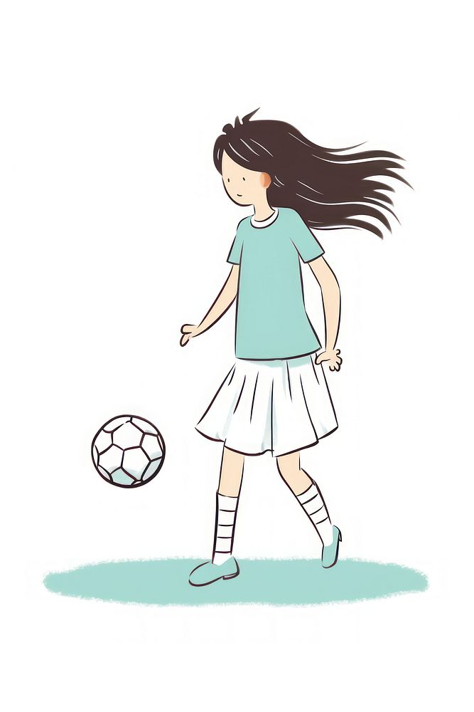 Girl playing soccer art publication football.