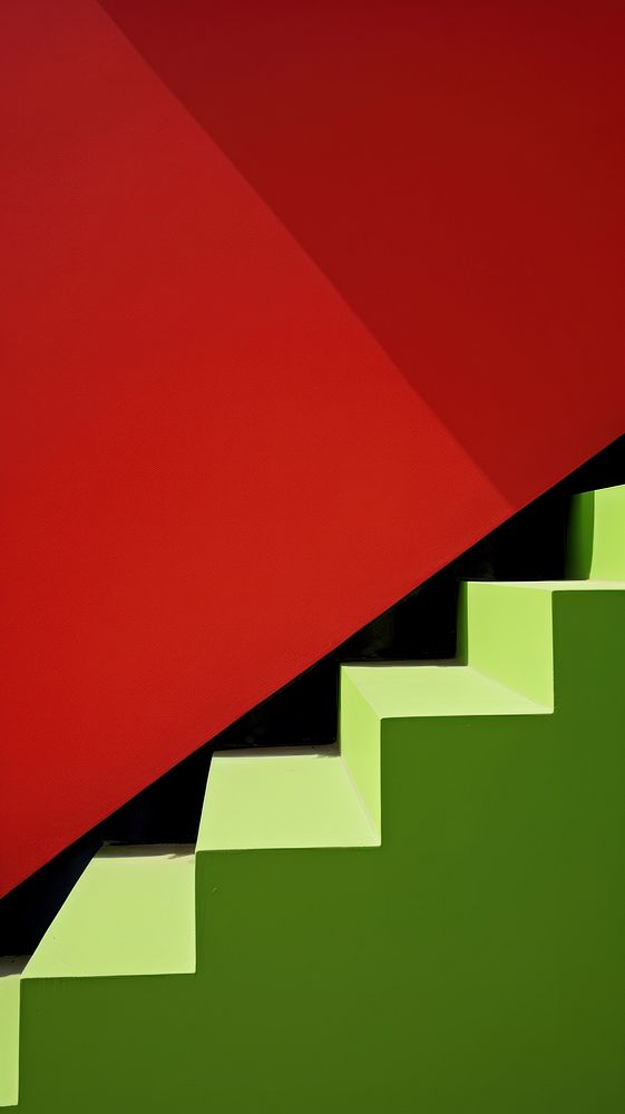 Green stair red wall architecture staircase stairs.