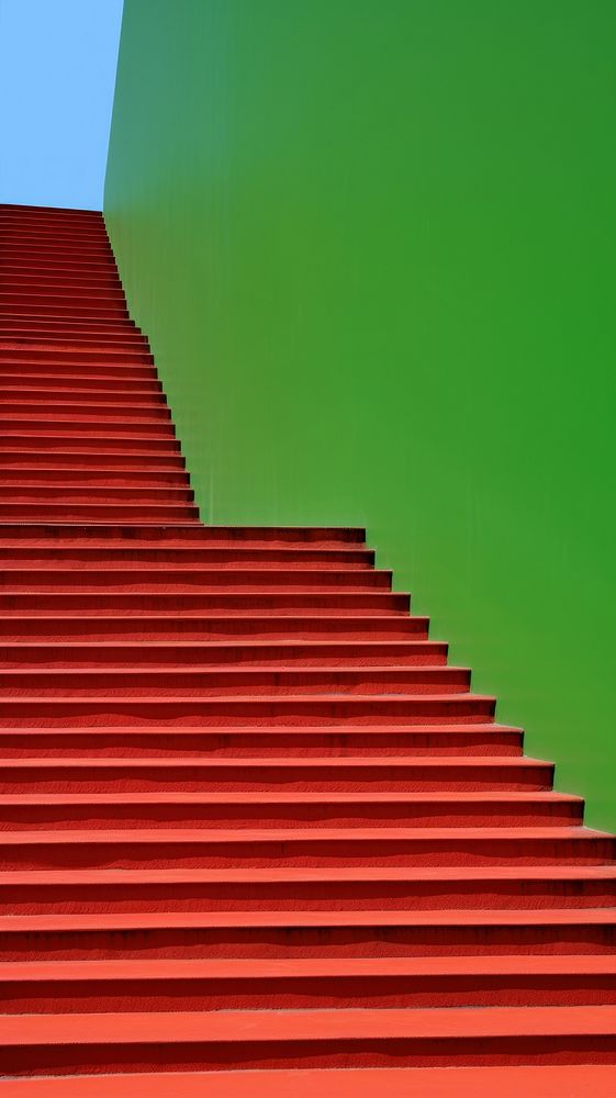 Green stair red wall architecture staircase stairs.