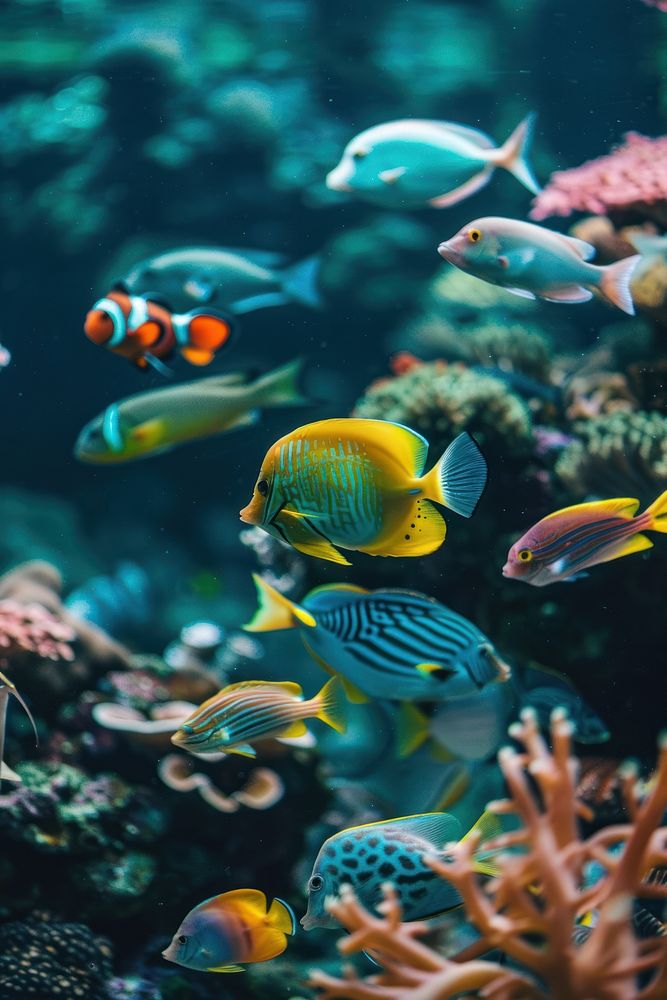 Fish undersea amphiprion outdoors aquarium.