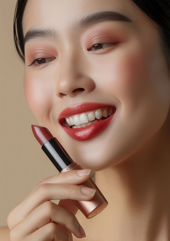 Southeast Asian woman lipstick cosmetics makeup.