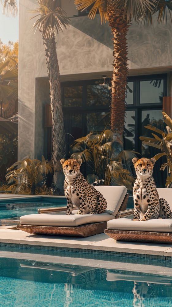 Wildlife cheetah animal pool.