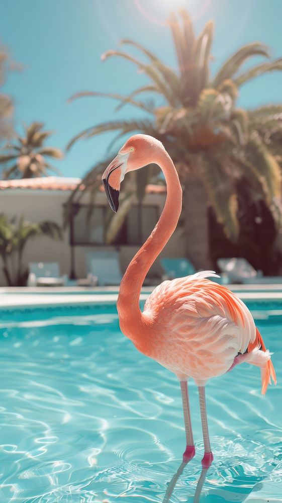 Flamingo animal pool swimming pool.